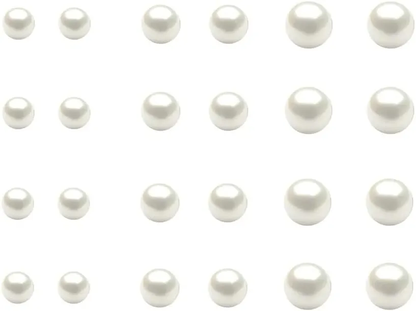 12 Pairs Black White Pearl Earrings Stud Sets