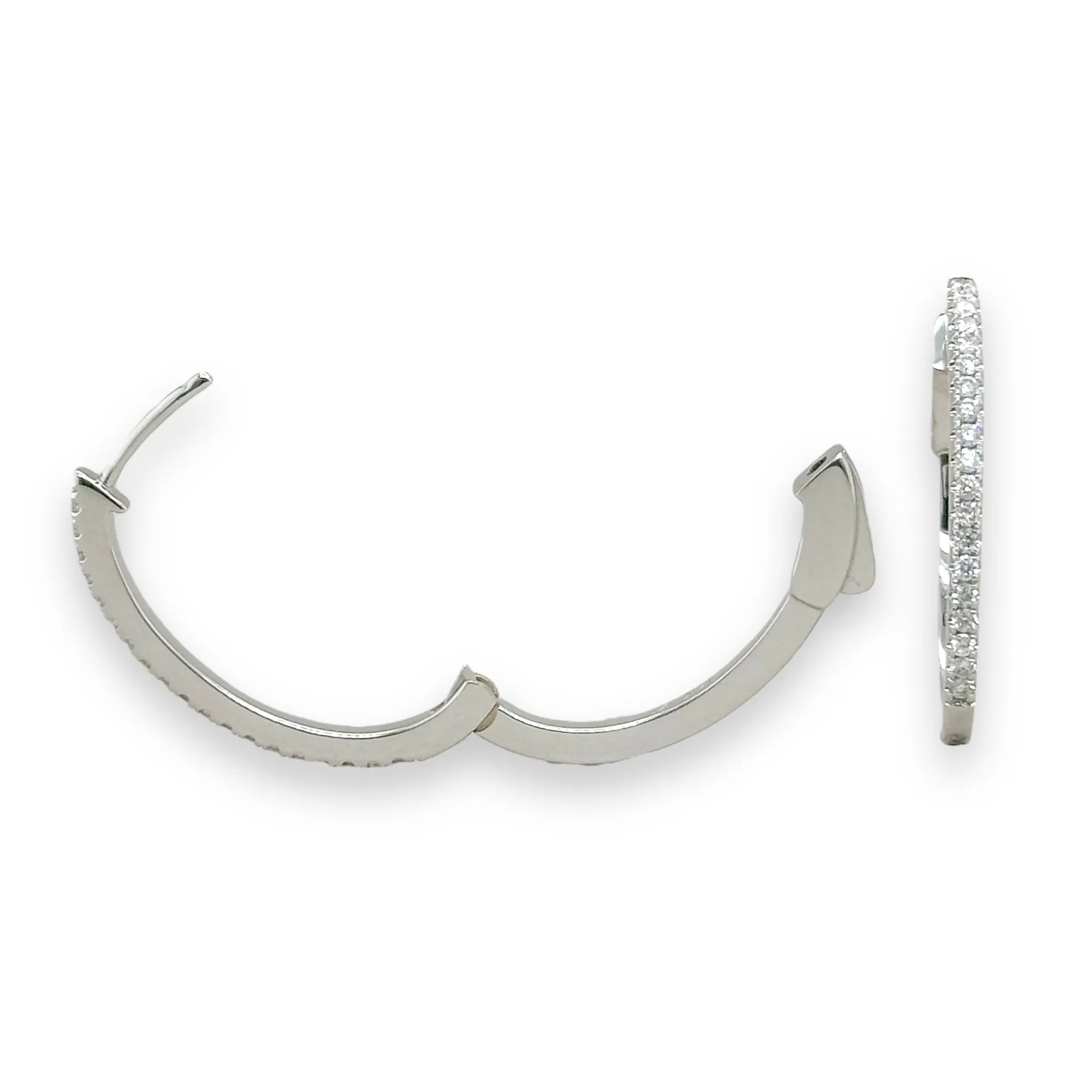 14K W Gold 0.48ctw Diamond Hoop Earrings