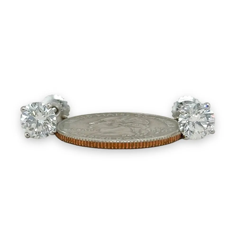 14K W Gold 2.50ctw F/VSI Lab Created Diamond Stud Earrings IGI Certified