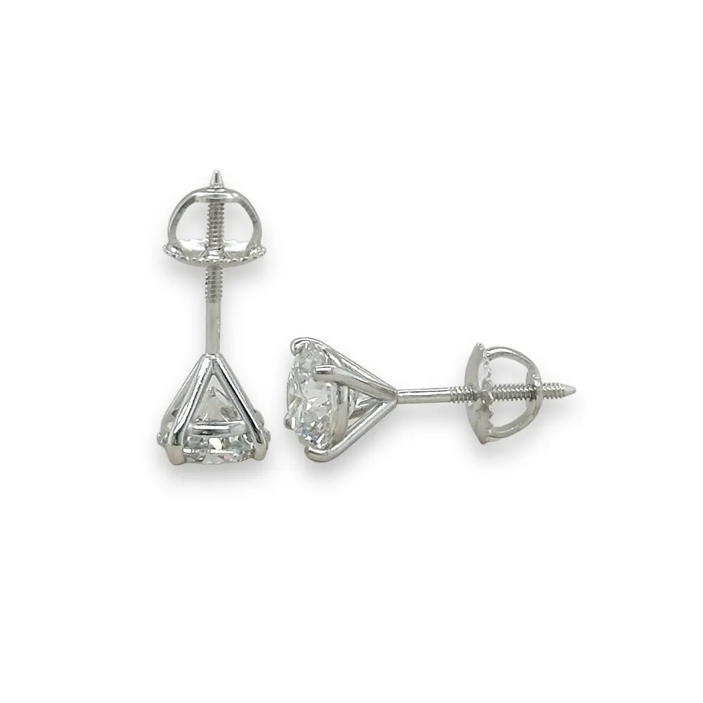 14K W Gold 2.50ctw F/VSI Lab Created Diamond Stud Earrings IGI Certified