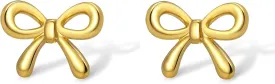 18k Minimalist Gold Plated Bow Earrings for Women Bow Stud Earrings Set Bow Jewelry Gifts