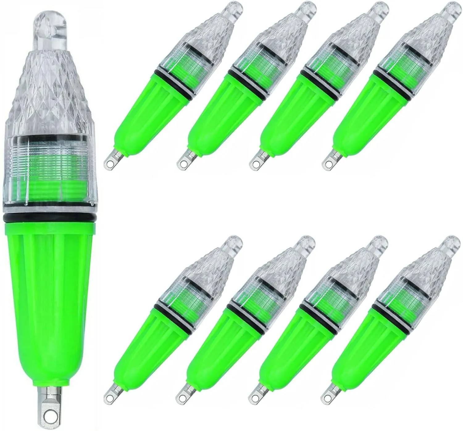 8-Pack Underwater Light Green Color 4.73 inch Deep Drop LED Light Waterproof Flashing Fishing Light Attractive Light Bait Lure Lamp