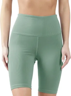 90 Degree By Reflex Womens High Waisted Biker Shorts Ribbed Workout Yoga Running Tummy Control Spandex Short