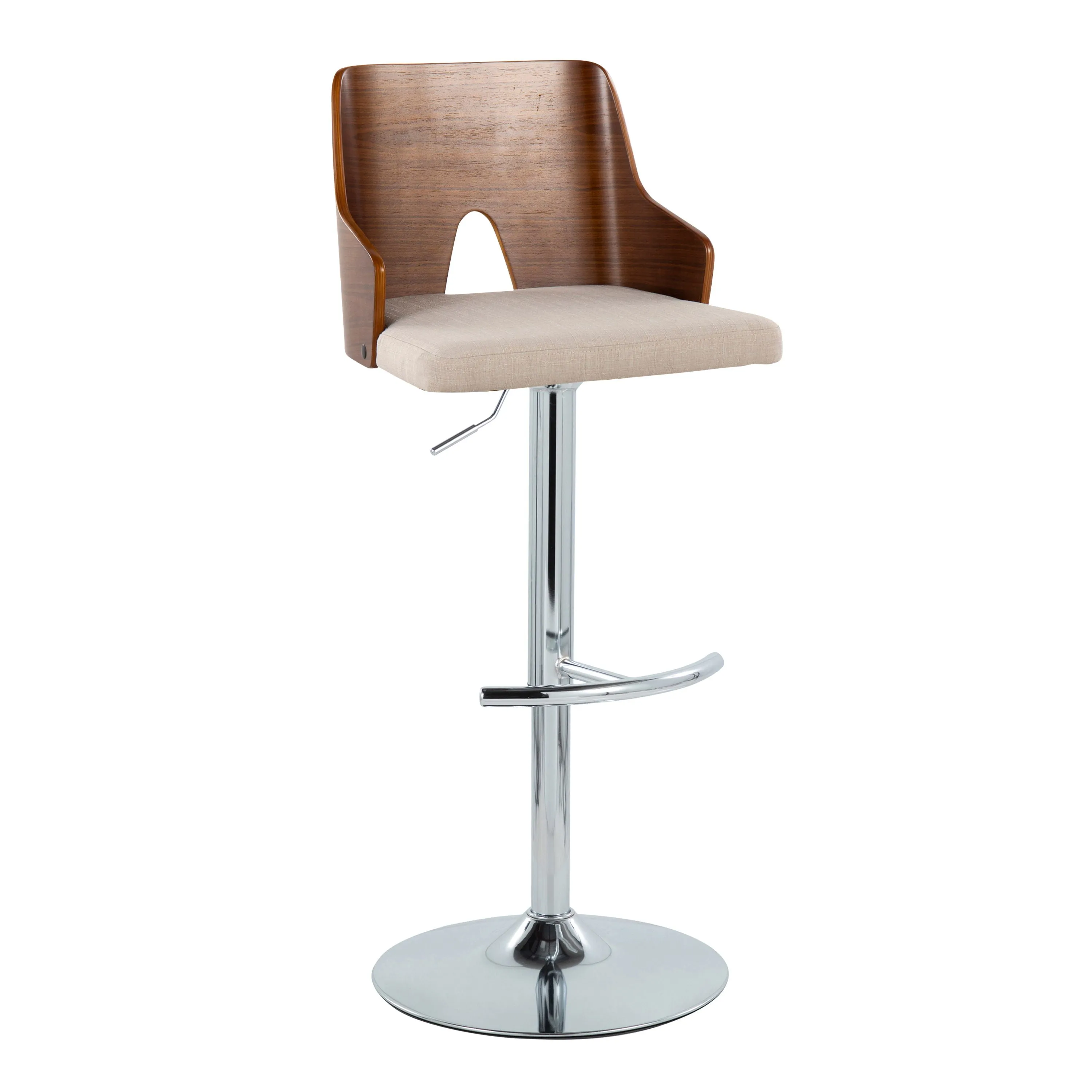 Ariana - Mid Century Modern Adjustable Barstool Stool With Swivel With Rounded T Footrest (Set of 2) by Couch.com