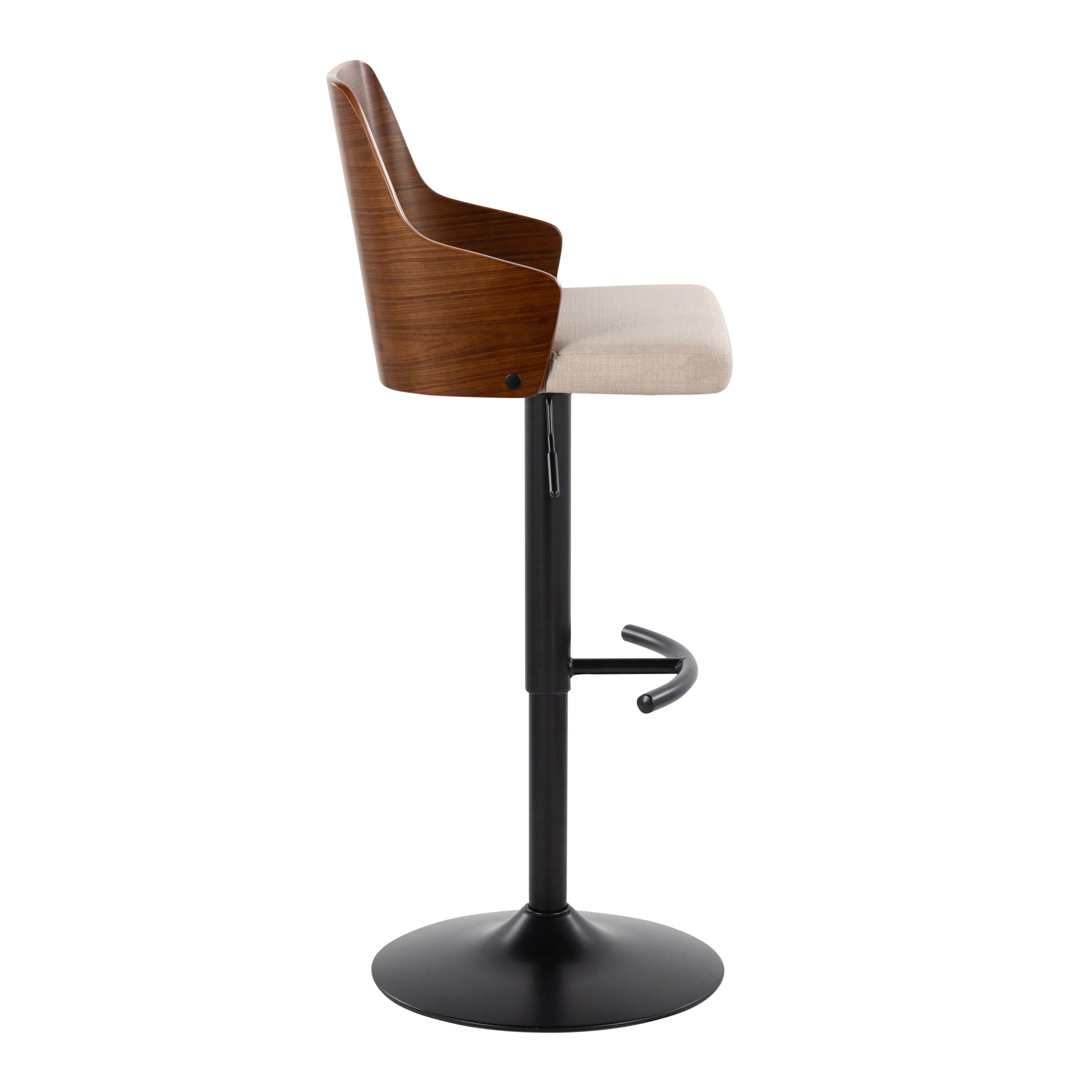Ariana - Mid Century Modern Adjustable Barstool Stool With Swivel With Rounded T Footrest (Set of 2) by Couch.com