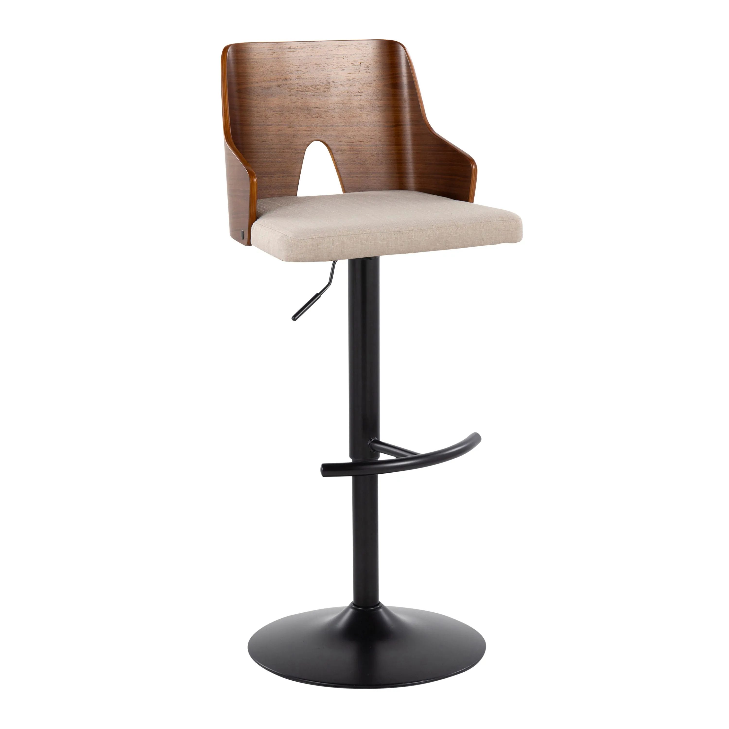 Ariana - Mid Century Modern Adjustable Barstool Stool With Swivel With Rounded T Footrest (Set of 2) by Couch.com