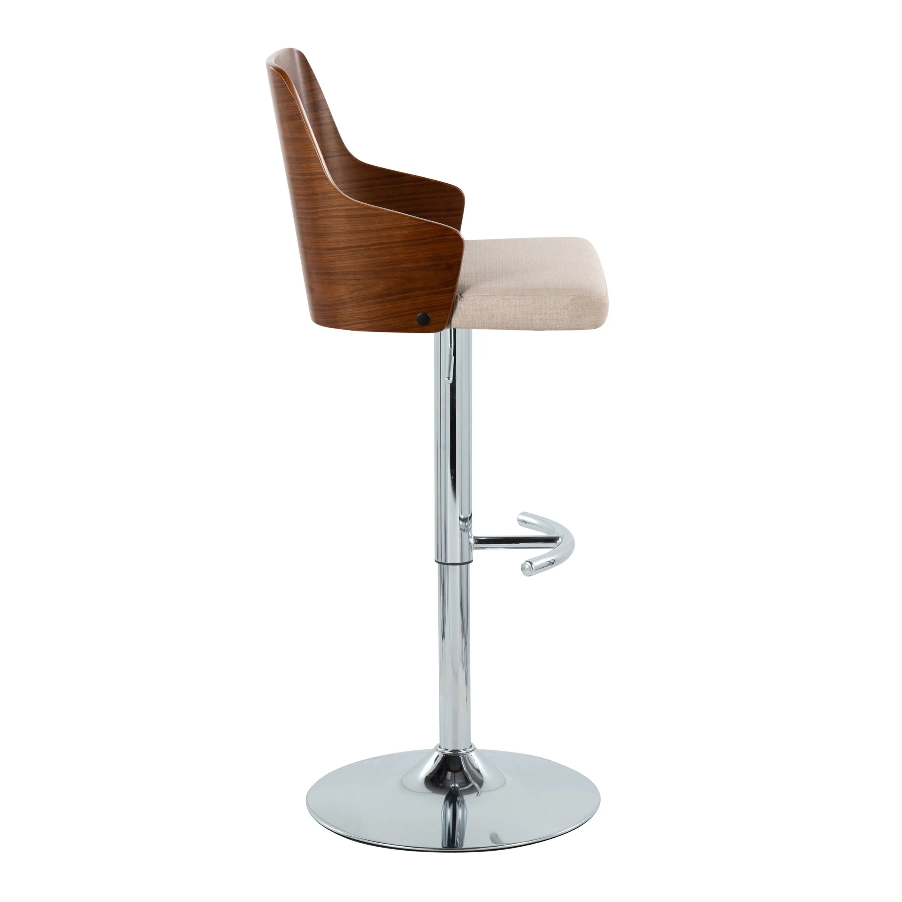 Ariana - Mid Century Modern Adjustable Barstool Stool With Swivel With Rounded T Footrest (Set of 2) by Couch.com