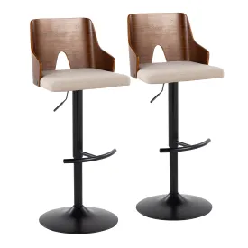 Ariana - Mid Century Modern Adjustable Barstool Stool With Swivel With Rounded T Footrest (Set of 2) by Couch.com