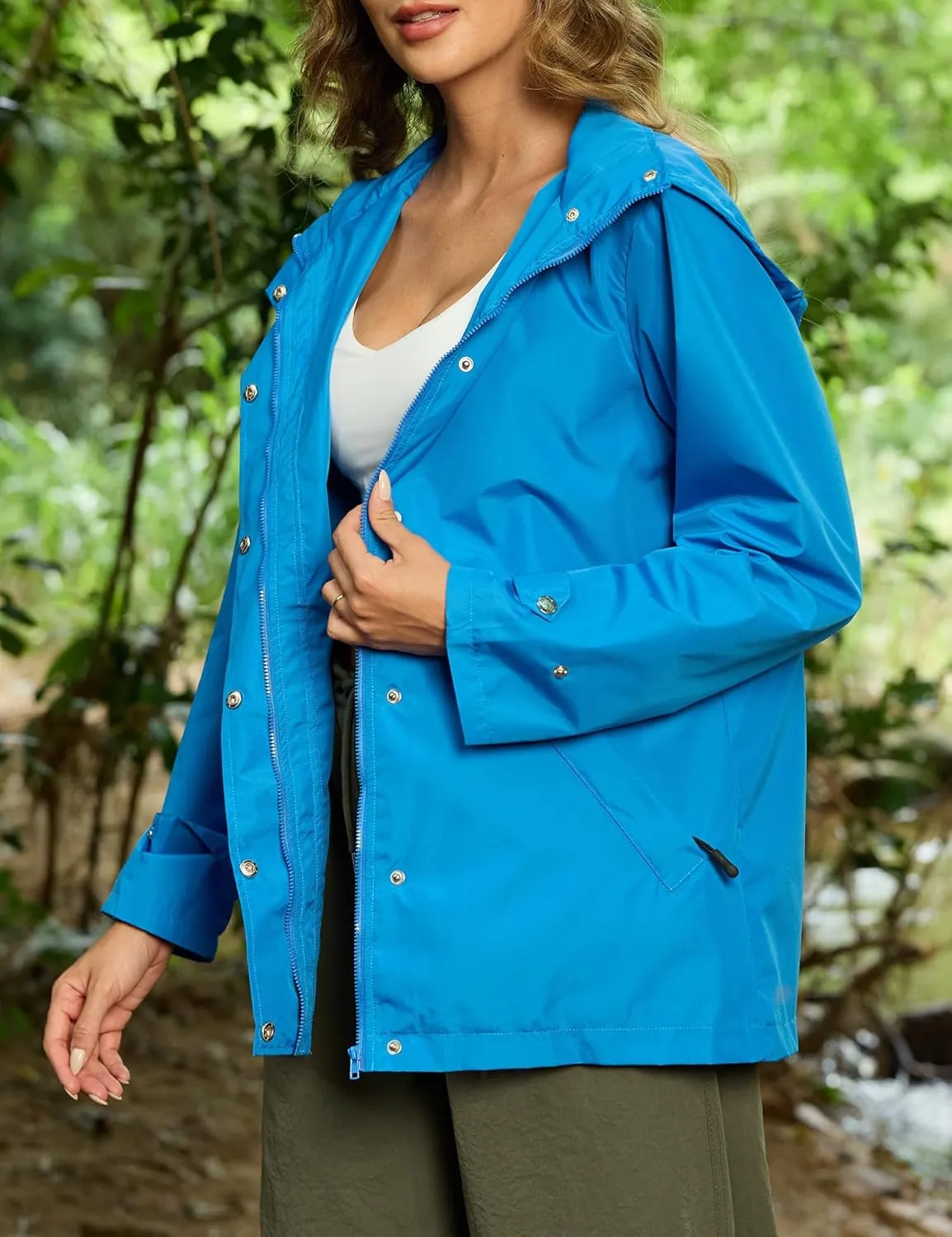 Avoogue Rain Jacket for Women Waterproof Lightweight Hooded Raincoat for Hiking Travel Outdoor