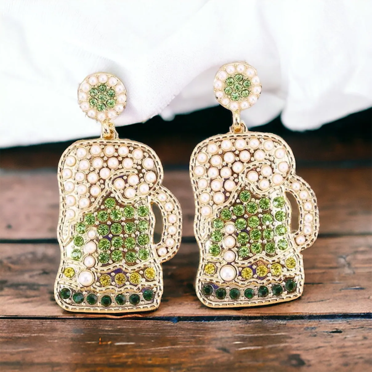 Beer Earrings - Pink Beer, Green Beer, Green Earrings, Lucky Earrings, Beer Jewelry, St. Paddy’s Day, Beer Accessories