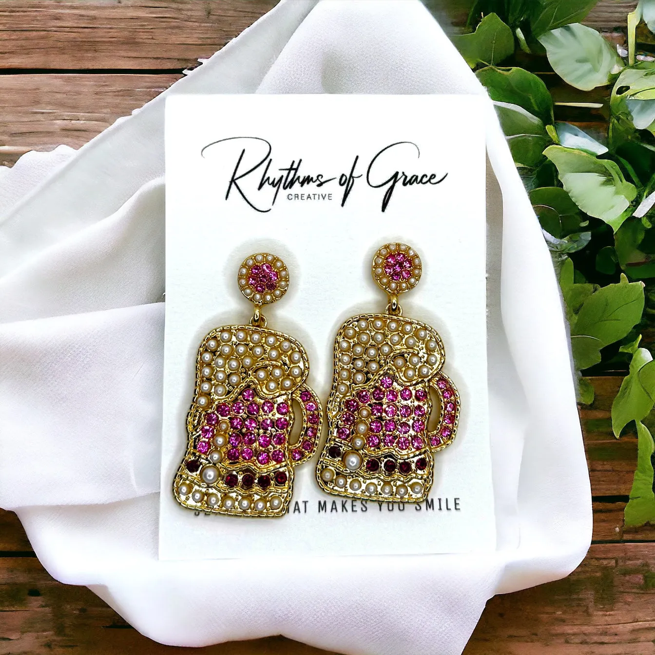 Beer Earrings - Pink Beer, Green Beer, Green Earrings, Lucky Earrings, Beer Jewelry, St. Paddy’s Day, Beer Accessories