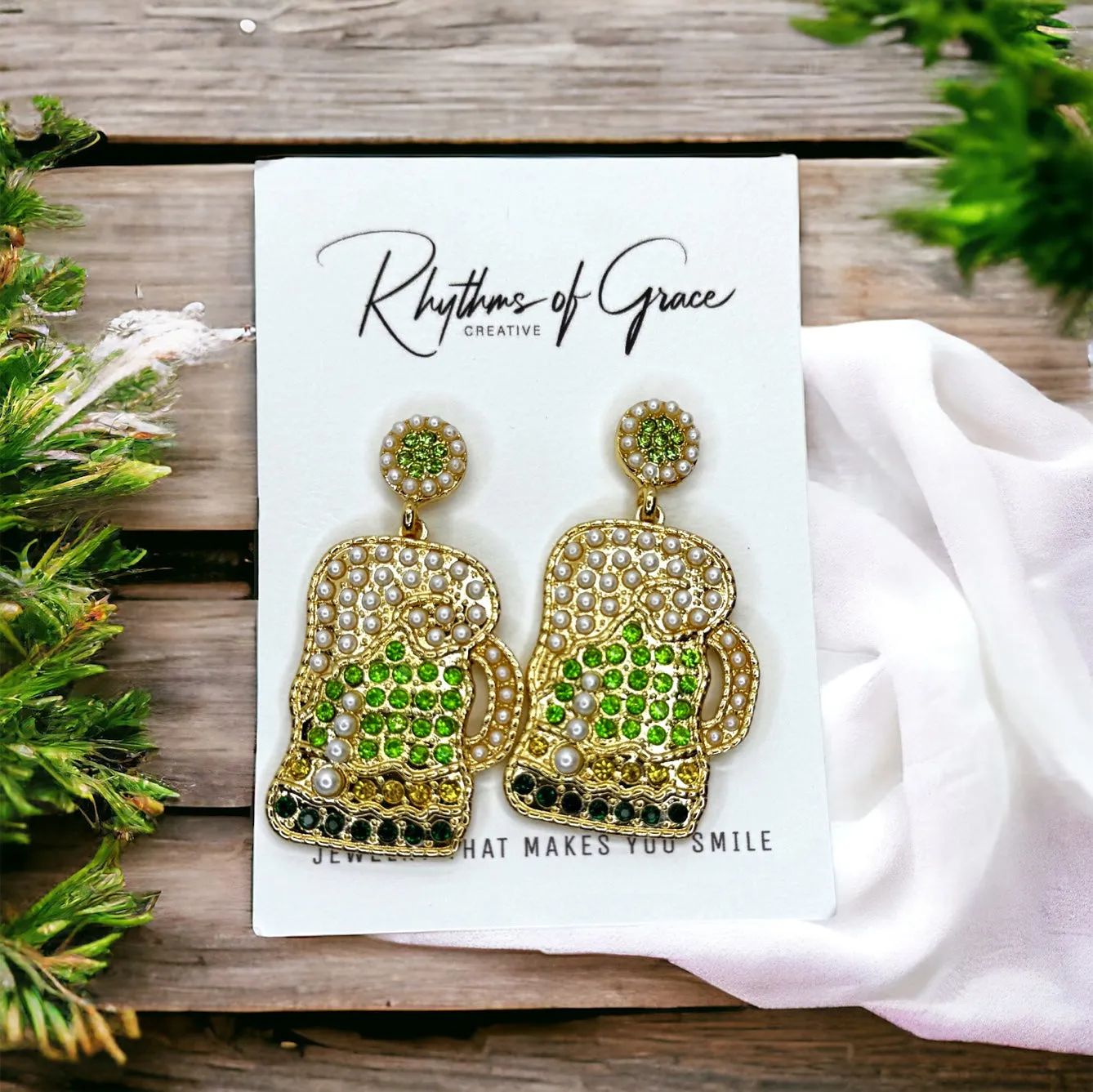 Beer Earrings - Pink Beer, Green Beer, Green Earrings, Lucky Earrings, Beer Jewelry, St. Paddy’s Day, Beer Accessories