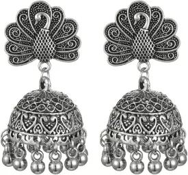 Bell Tassel Indian Vintage Earring Bollywood Ethnic Gypsy Beads Boho Traditional Jhumka Jhumki Chandelier Earrings Peacock Statement Dangle Drop for Women Girls Bohemian Indian Jewelry Gift