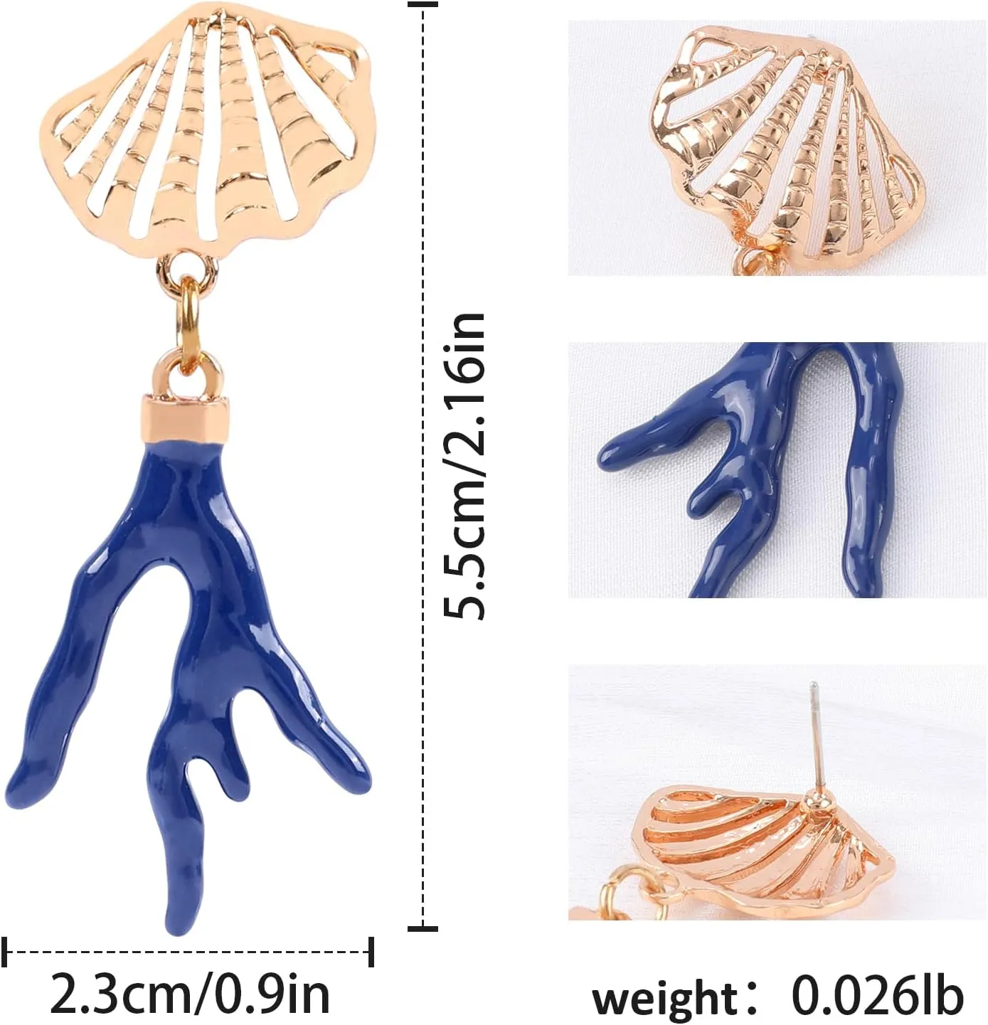 Bohemian Starfish Sea Shell Dangle Earrings for Women, Coral Pendant Irregular Earrings Scallop Shell Hollow Out Alloy Statement Earrings Handmade Summer Beach Vacation Jewelry Gifts for Her
