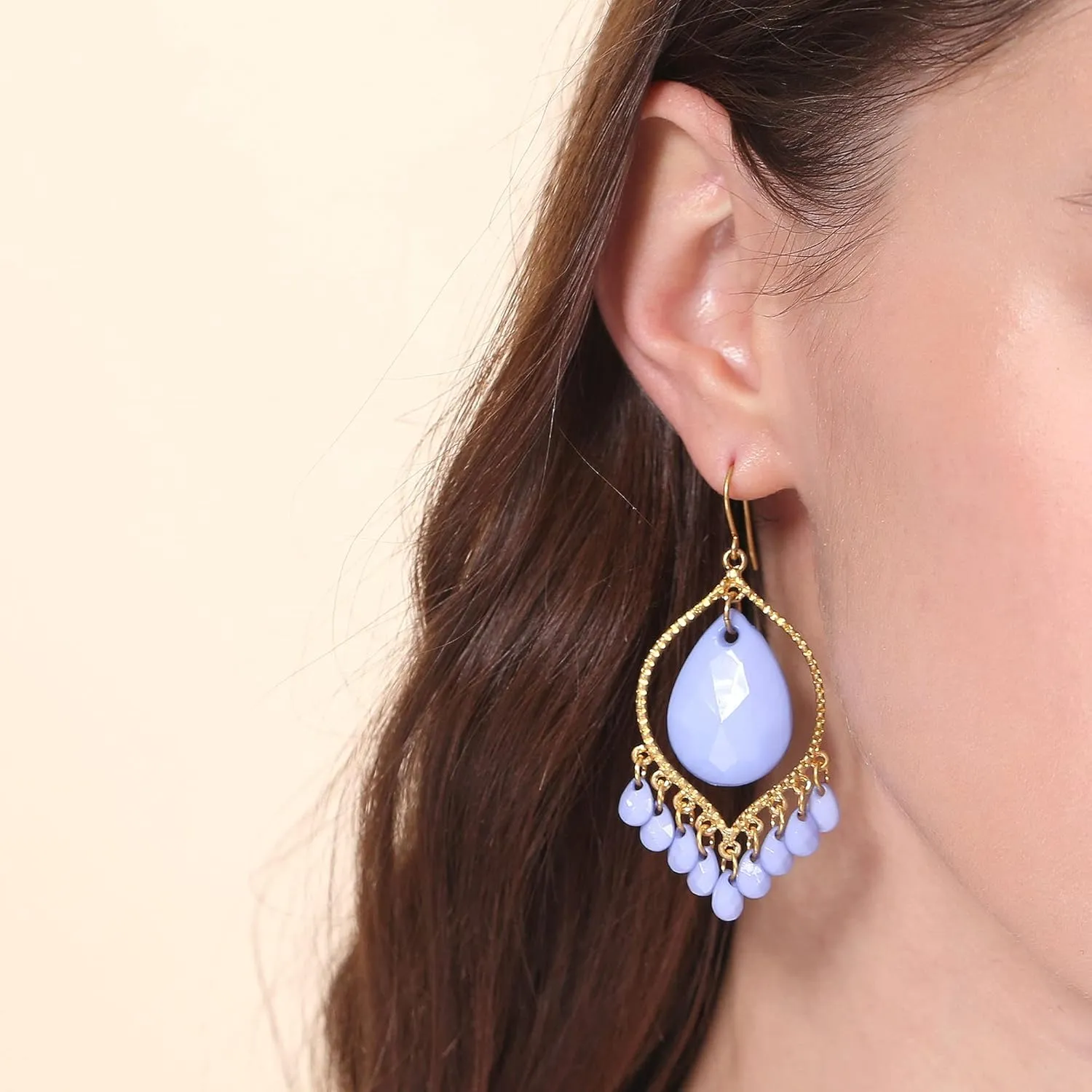 Bonaluna Boho Chic Collection of Multi-Bead Tassel & Rhombus Shape Dangle Drop Earrings for Women