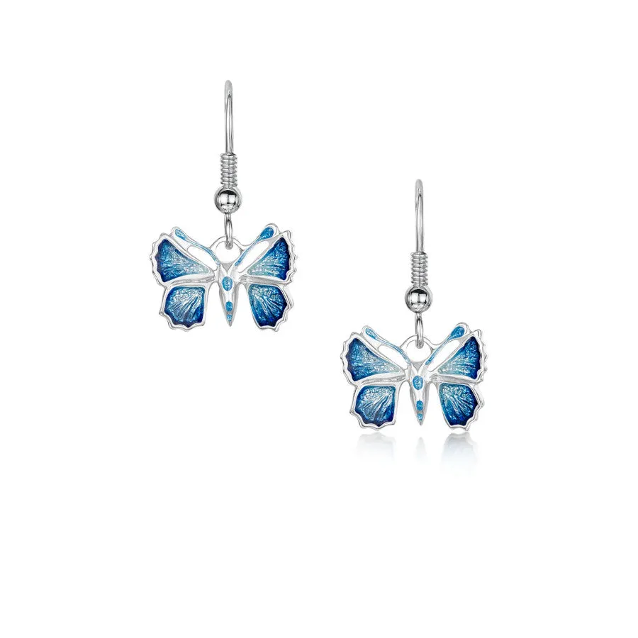 Butterfly Sterling Silver and Enamel Drop Earrings - EEX286-HOLLY
