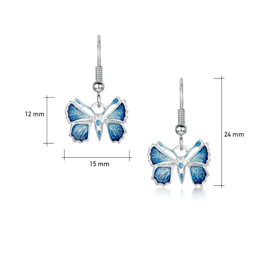 Butterfly Sterling Silver and Enamel Drop Earrings - EEX286-HOLLY