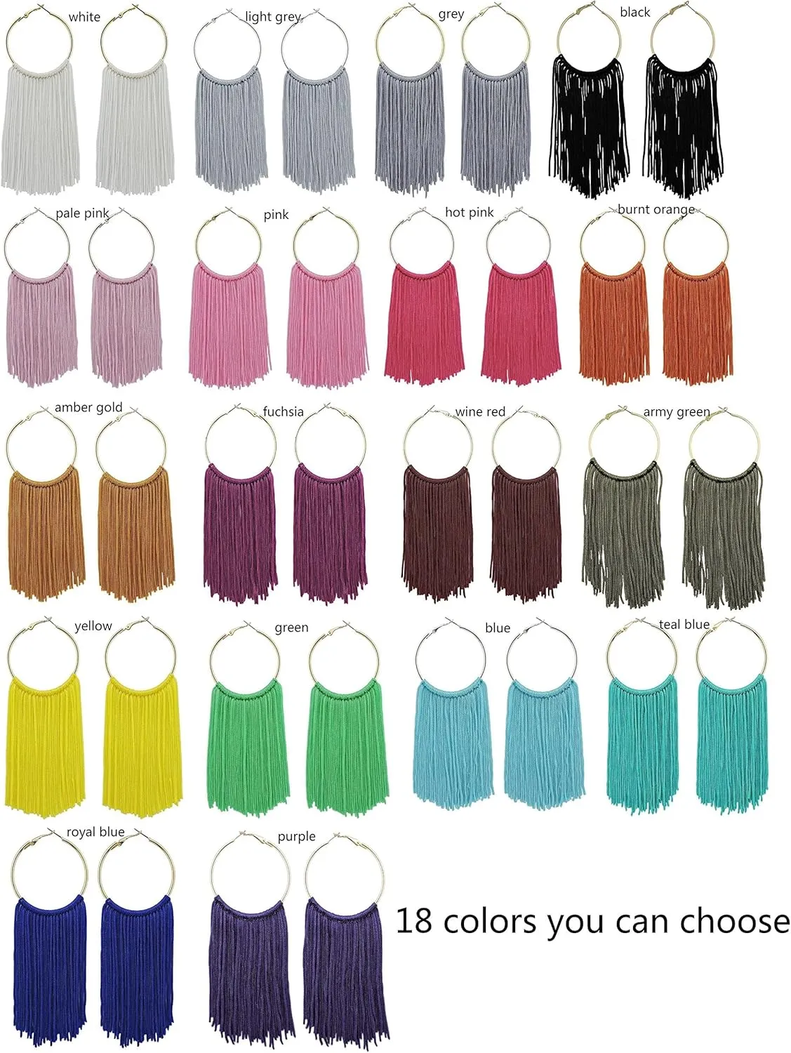 Coiris Boho Tassel Earrings for Women Bohemian Hoop Drop Tassels Western Earrings Dangle Country Earrings Summer Beach Long Tassels Earrings for Women