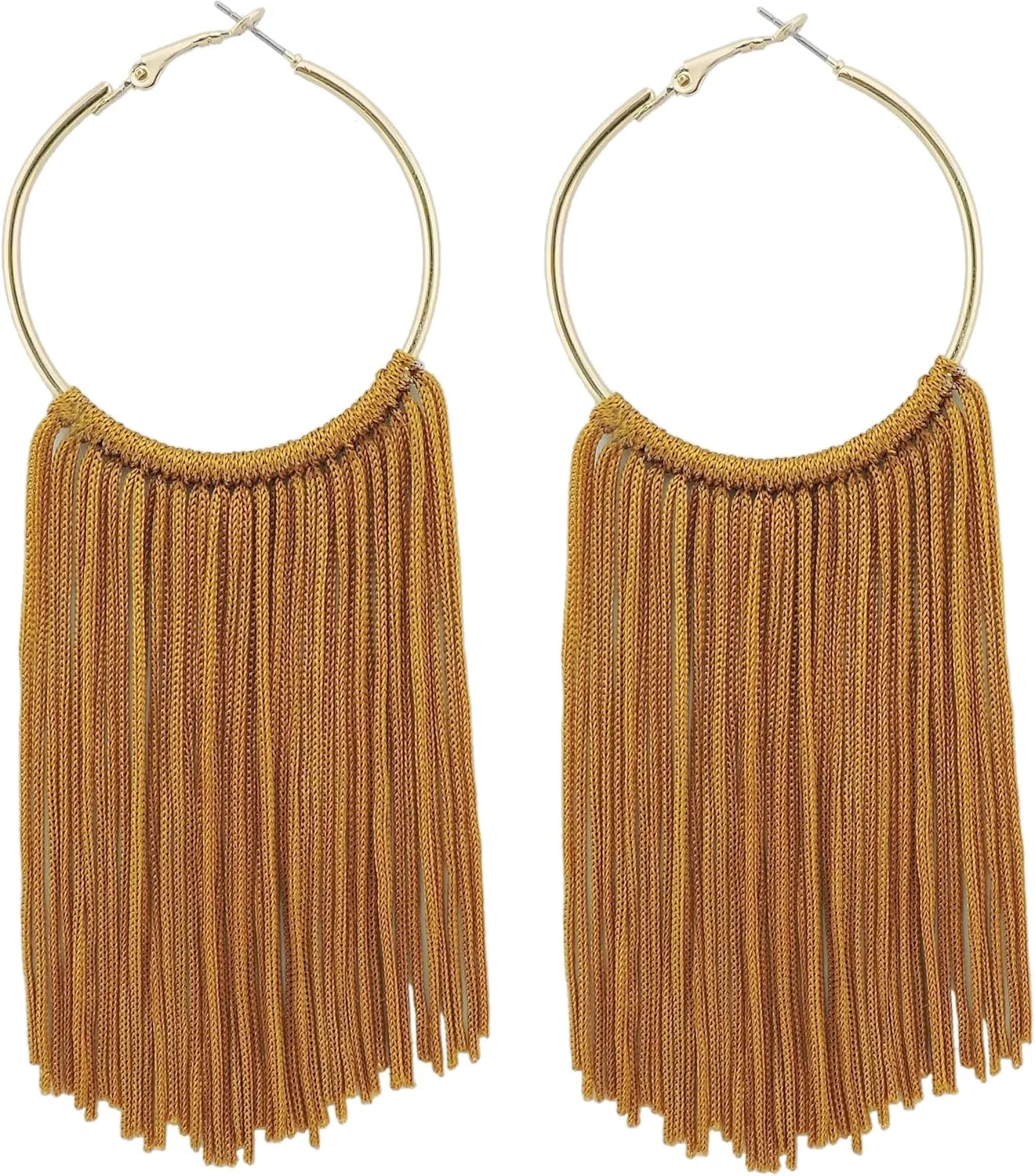 Coiris Boho Tassel Earrings for Women Bohemian Hoop Drop Tassels Western Earrings Dangle Country Earrings Summer Beach Long Tassels Earrings for Women