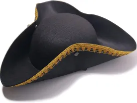 Colonial Tricorn Hat Halloween Pirate Hats Men Captain Hook Hat Musketeer Hat Masquerade Party Revolutionary War Costume