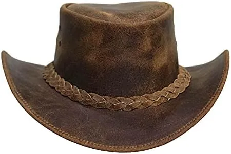 Cowboy Western Cow Hide Genuine Leather Handcrafted Top Hat