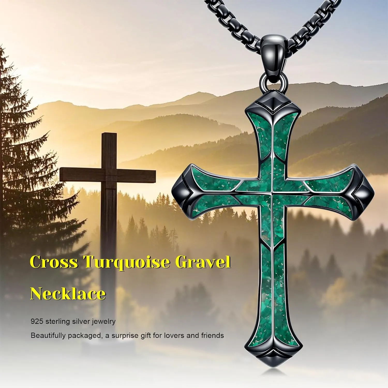 Cross Necklace for Men 925 Sterling Silver Cross Pendant Christian Jewelry Religious Christmas Gifts for Women