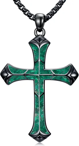 Cross Necklace for Men 925 Sterling Silver Cross Pendant Christian Jewelry Religious Christmas Gifts for Women