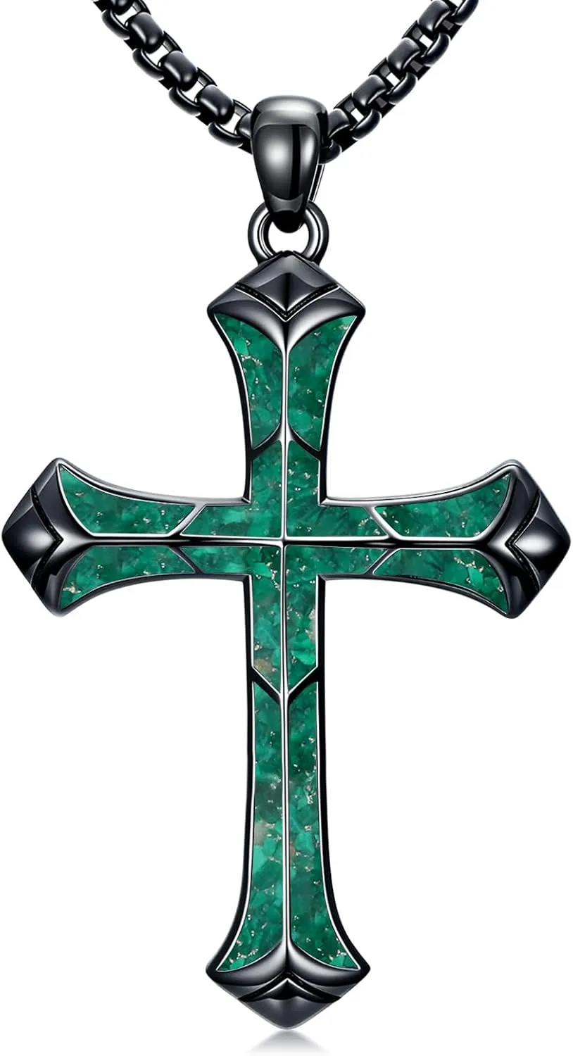 Cross Necklace for Men 925 Sterling Silver Cross Pendant Christian Jewelry Religious Christmas Gifts for Women