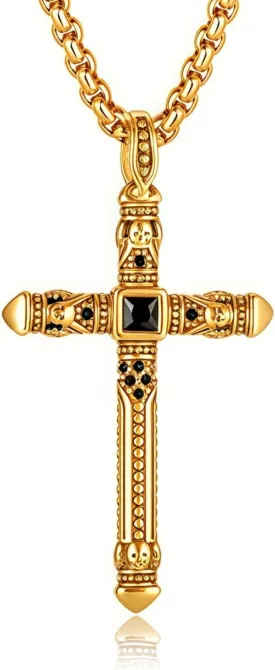 Cross Pendant Necklace for Men Metal Stainless Steel Mens Cross Pendant Necklace for Men