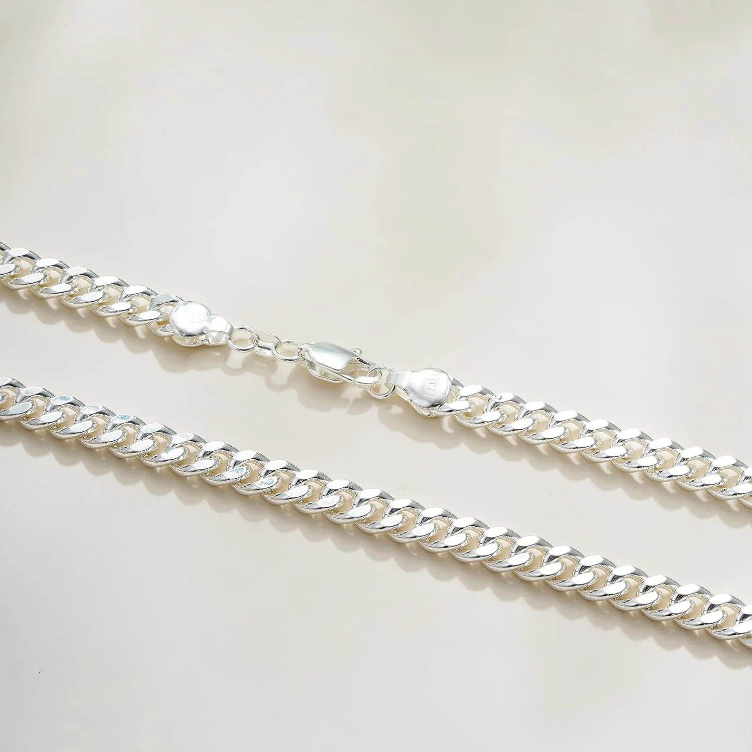 Cuban Link Chains for Men, 925 Sterling Silver Over 3.5mm/7mm Cuban Chain Diamond Cut Silver Necklace Chains Gifts for Men Father Boyfriends