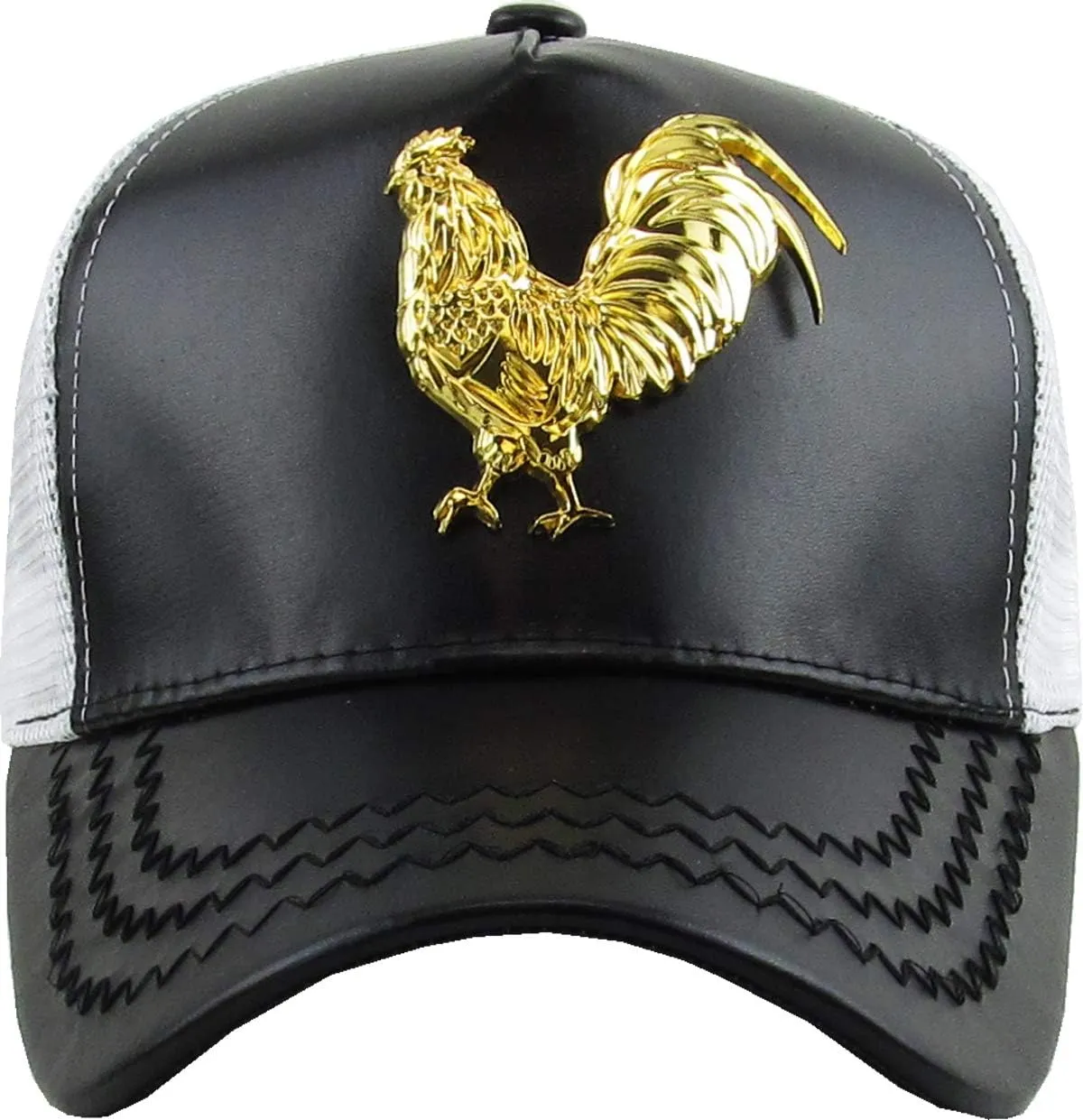 Dominican Republic Gold Badge Wolf Rooster Tuna Trucker Cap Adjustable Snapback Hat