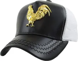 Dominican Republic Gold Badge Wolf Rooster Tuna Trucker Cap Adjustable Snapback Hat