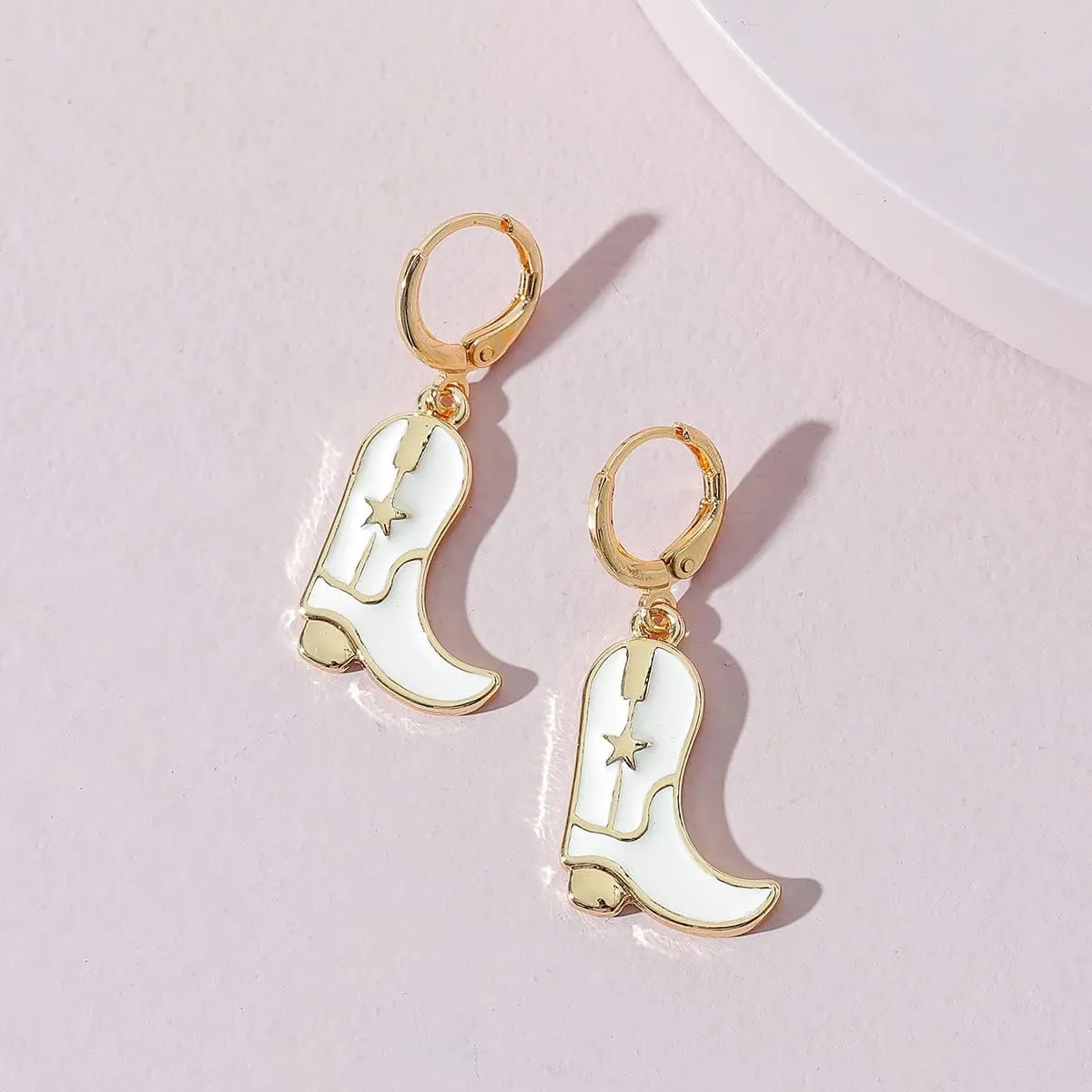 Enamel Western Cowgirl Boot Earrings Cowgboy Dangle Drop earrings