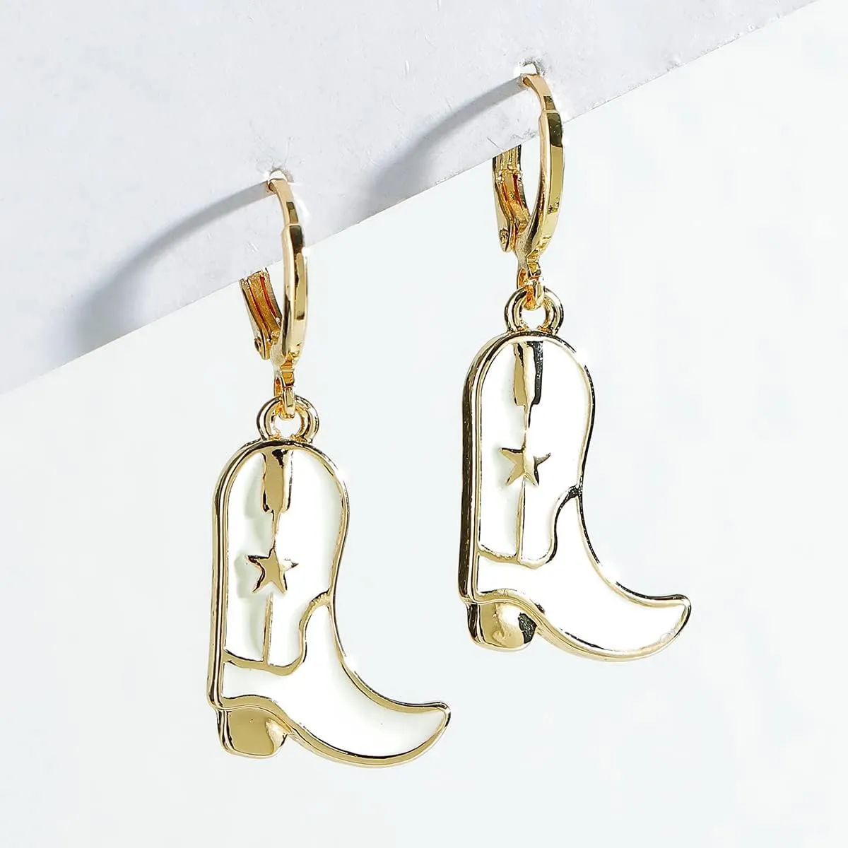 Enamel Western Cowgirl Boot Earrings Cowgboy Dangle Drop earrings