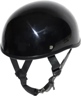 German Novelty Skull Cap, Basic Glossy Black Finish German Novelty Hat with Adjustable Chin Strap