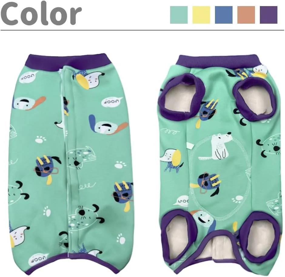 Green-S Winter Fleece Wound Protective Clothes for Puppy, Post Surgery Shirt - Warm Dog Vest, Windproof Recovery Suit