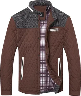 HOOD CREW Men??s Quilted Down Jacket Autumn Winter Coat Lightweight Business Causal Shirt Jacket