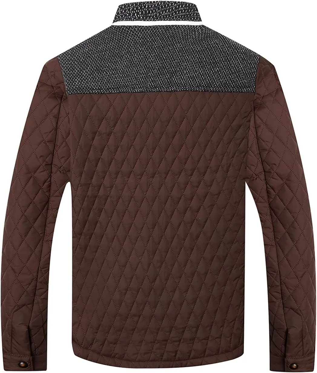 HOOD CREW Men??s Quilted Down Jacket Autumn Winter Coat Lightweight Business Causal Shirt Jacket