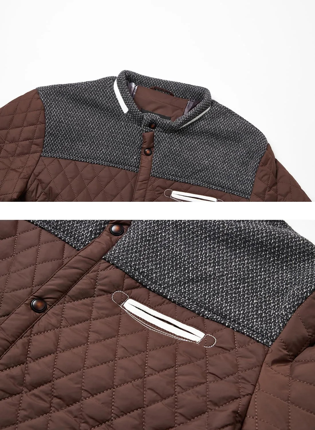 HOOD CREW Men??s Quilted Down Jacket Autumn Winter Coat Lightweight Business Causal Shirt Jacket