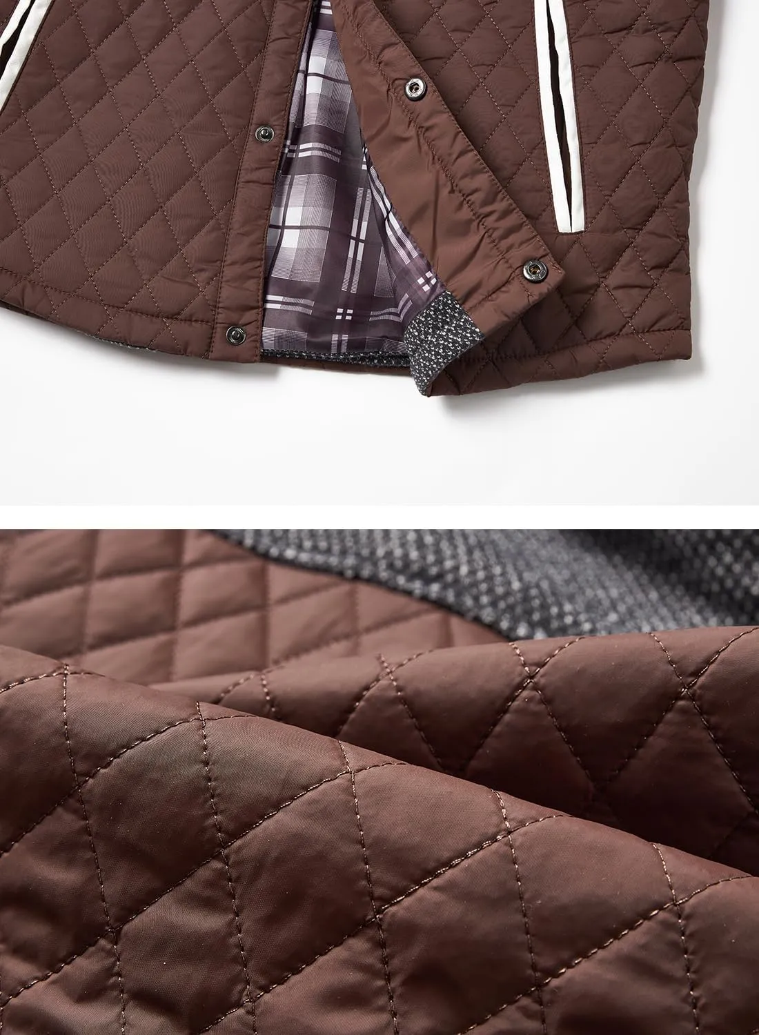 HOOD CREW Men??s Quilted Down Jacket Autumn Winter Coat Lightweight Business Causal Shirt Jacket