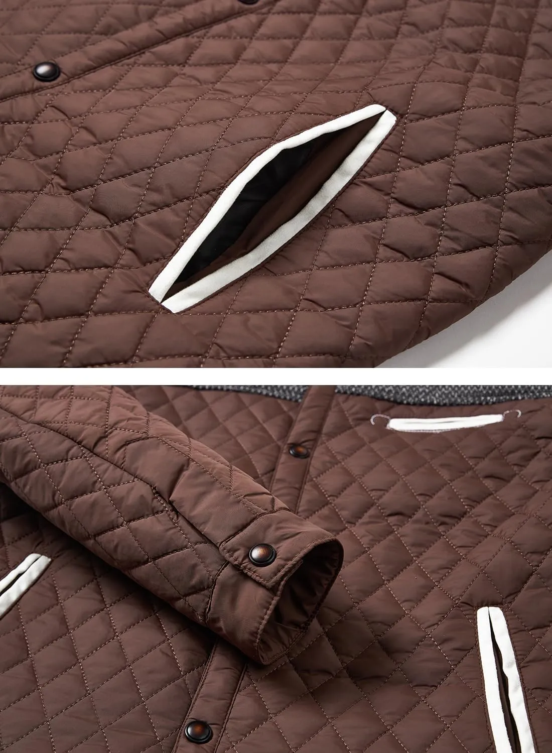 HOOD CREW Men??s Quilted Down Jacket Autumn Winter Coat Lightweight Business Causal Shirt Jacket