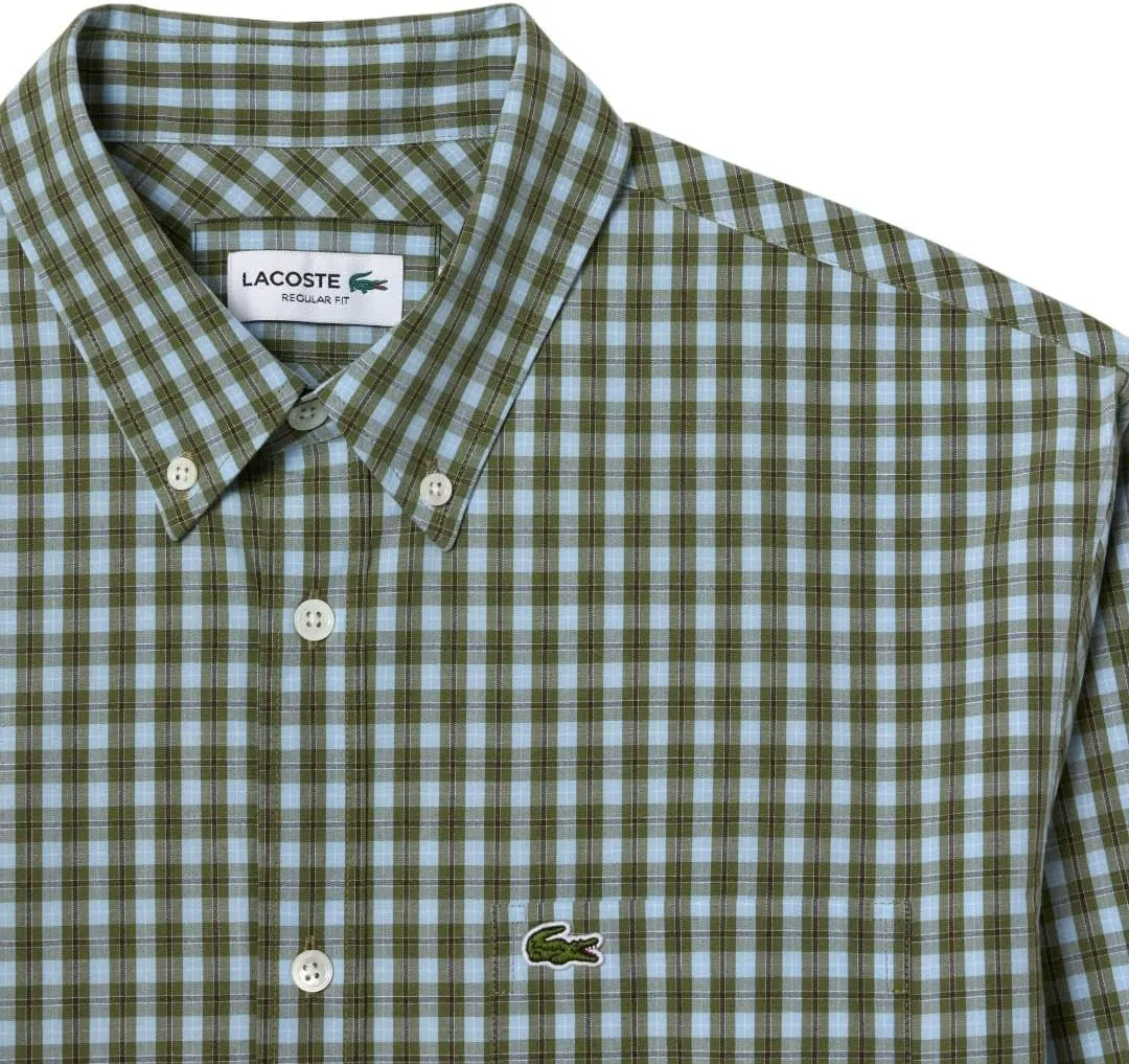 Lacoste Men's Long Sleeve Checked Gingham Button-Down Shirt