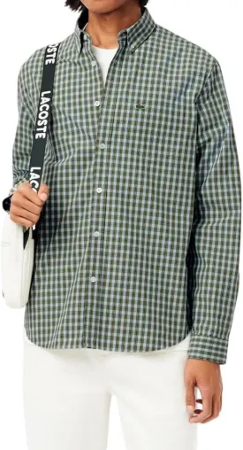 Lacoste Men's Long Sleeve Checked Gingham Button-Down Shirt