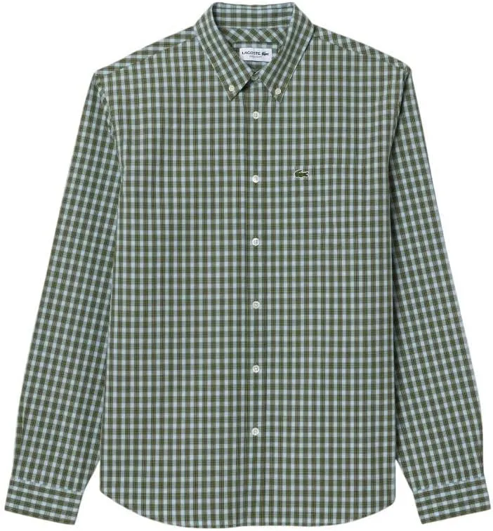 Lacoste Men's Long Sleeve Checked Gingham Button-Down Shirt