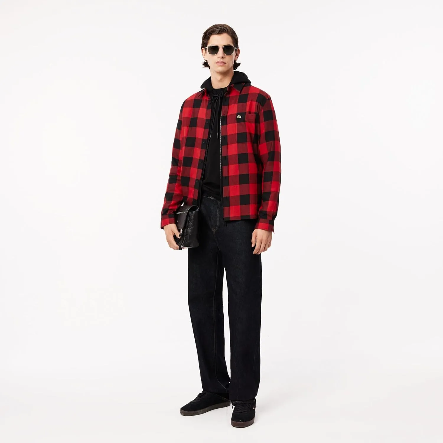 Lacoste Men's Long Sleeve Checked Gingham Button-Down Shirt