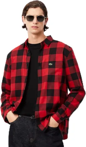 Lacoste Men's Long Sleeve Checked Gingham Button-Down Shirt