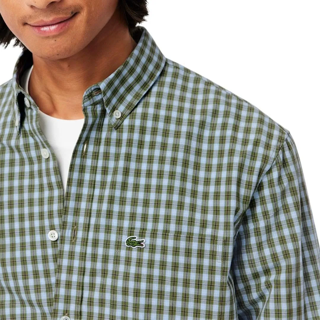 Lacoste Men's Long Sleeve Checked Gingham Button-Down Shirt