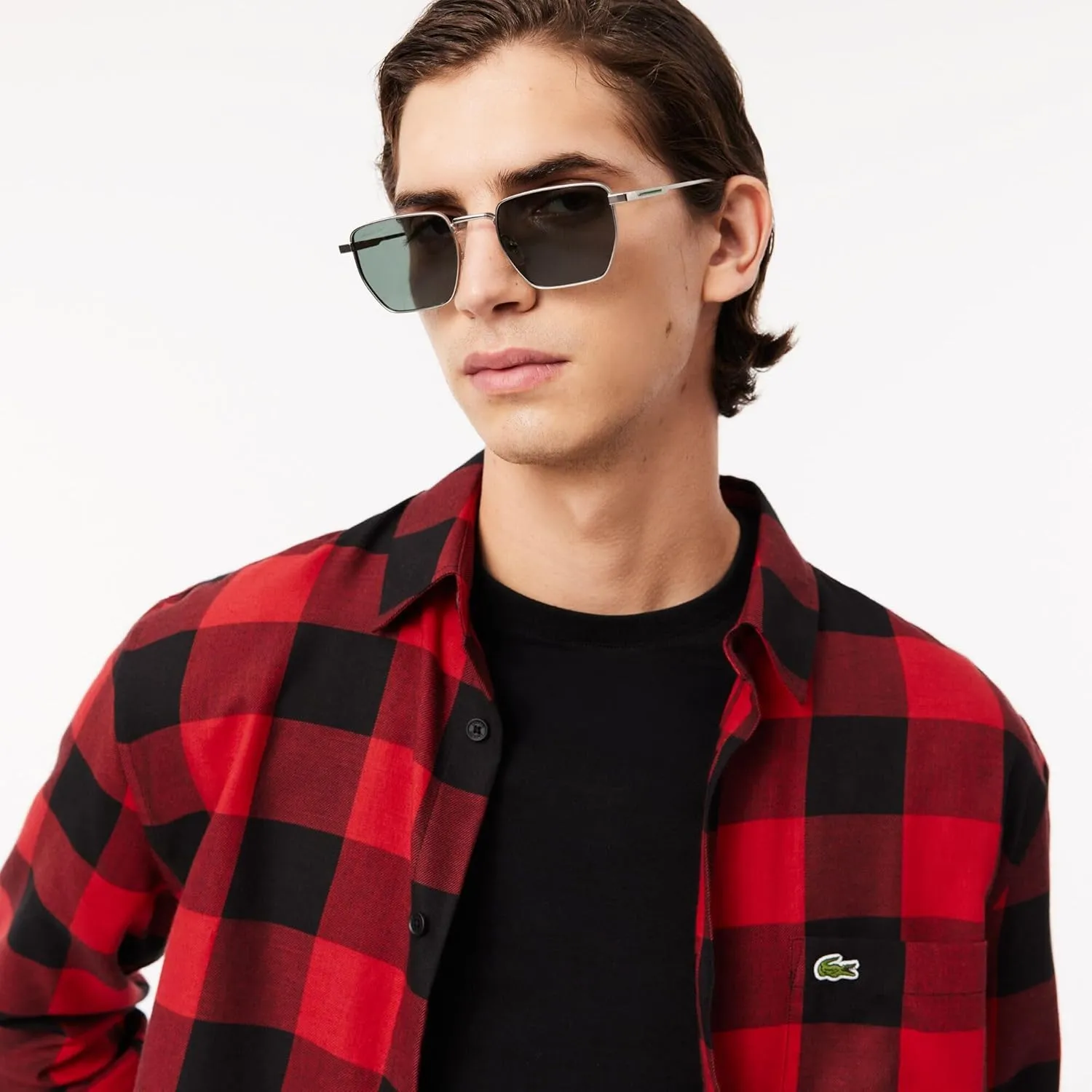 Lacoste Men's Long Sleeve Checked Gingham Button-Down Shirt