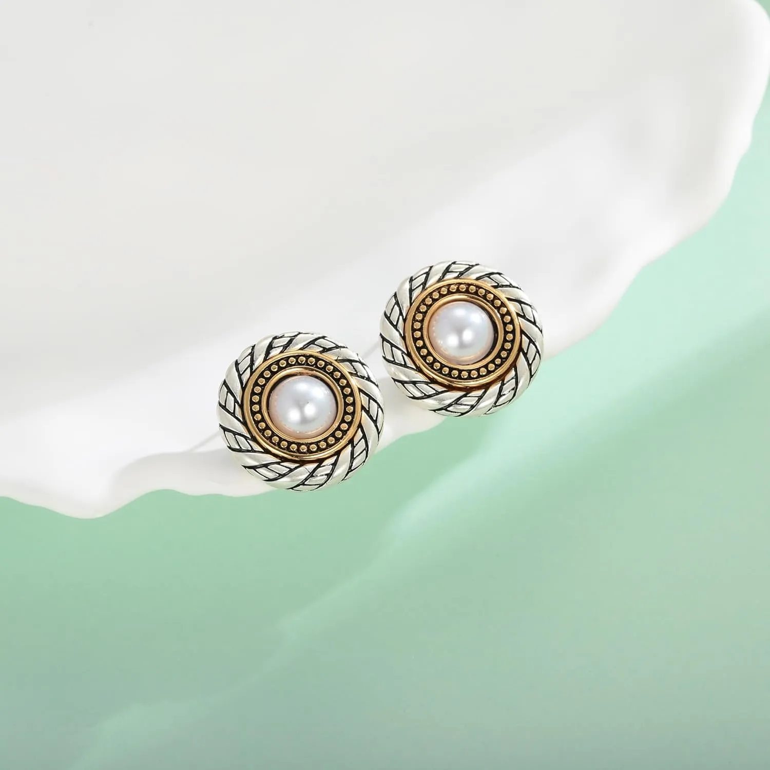 LILIE&WHITE Antique Gold Clip On Hoop Earrings for Women Non Pierced Clip on Earrings with Interwoven Textured Jewelry Gifts