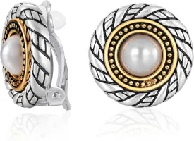 LILIE&WHITE Antique Gold Clip On Hoop Earrings for Women Non Pierced Clip on Earrings with Interwoven Textured Jewelry Gifts
